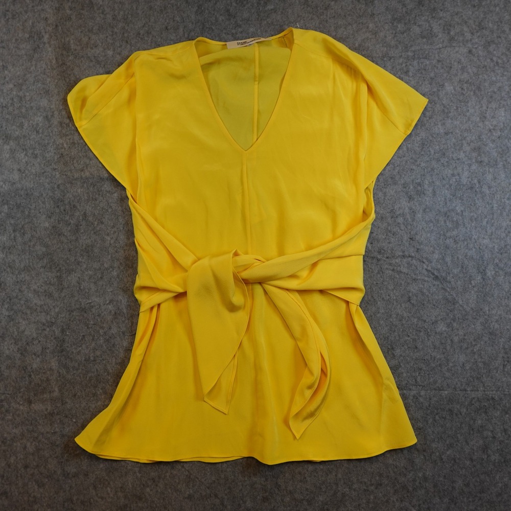 Diane von Furstenberg Top Women Small Yellow Goldenrod Lizzie Silk VNeck Tie‎